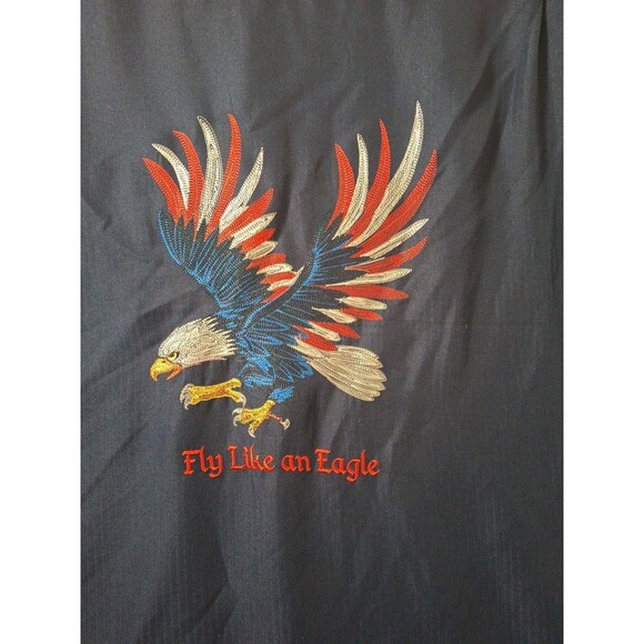 Caribbean Camp Shirt Fly Like an Eagle Shirt Mens XL Blue Pocket Embroidered USA - Picture 7 of 9